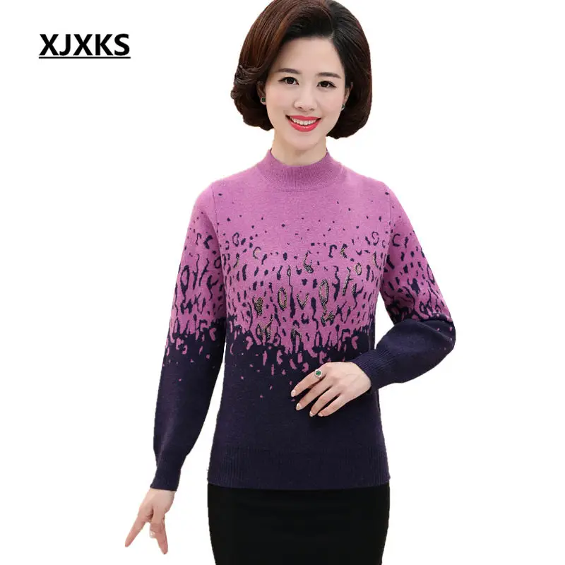 XJXKS New 2018 women sweater middle-aged women's Plus Size easing sweater knit pullover thick warm cashmere sweater women
XJXKS New 2018 women sweater middle-aged women's Plus Size easing sweater knit pullover thick warm cashmere sweater women