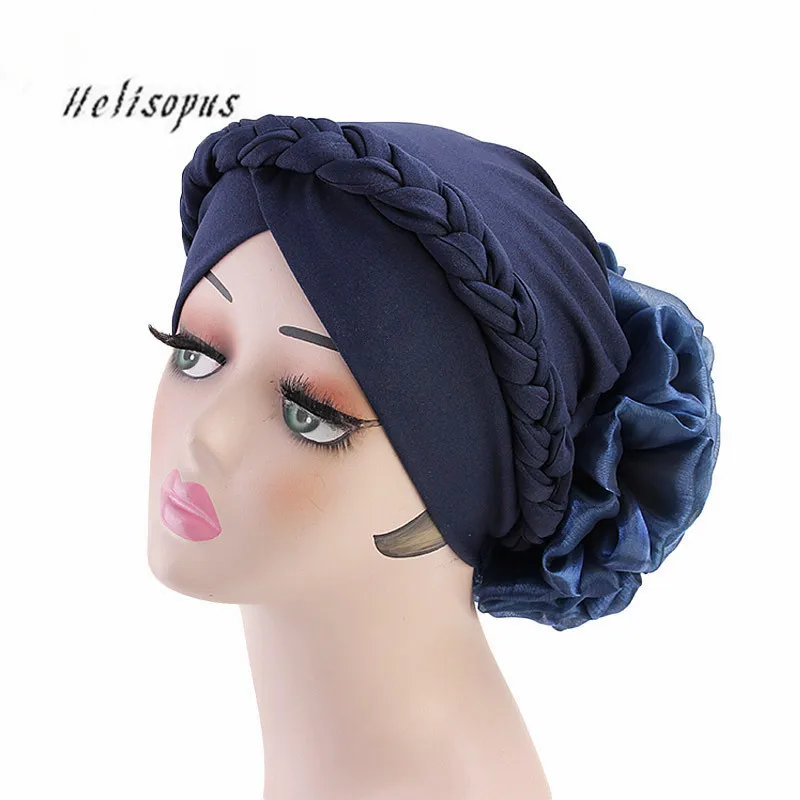 Helisopus Ladies Braided Turban New Solid Color Big Flower Head Wrap Muslim Handmade Twist Hair Band Women Hair Accessories
Helisopus Ladies Braided Turban New Solid Color Big Flower Head Wrap Muslim Handmade Twist Hair Band Women Hair Accessories