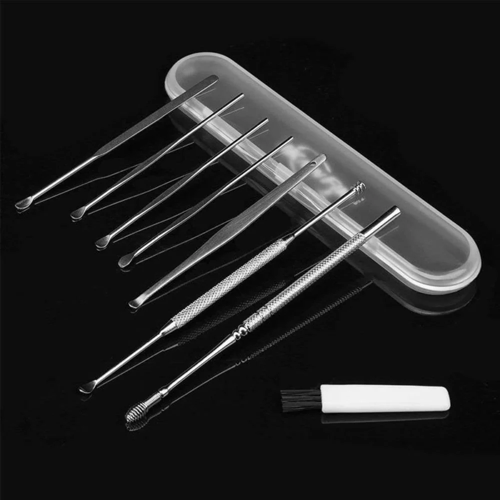 

8Pcs/Set Portable Stainless Steel Ear Curette Ear Wax Spoon Earwax Remover Cleaner Ear Pick Cleaning Health Care Makeup Tool Kit