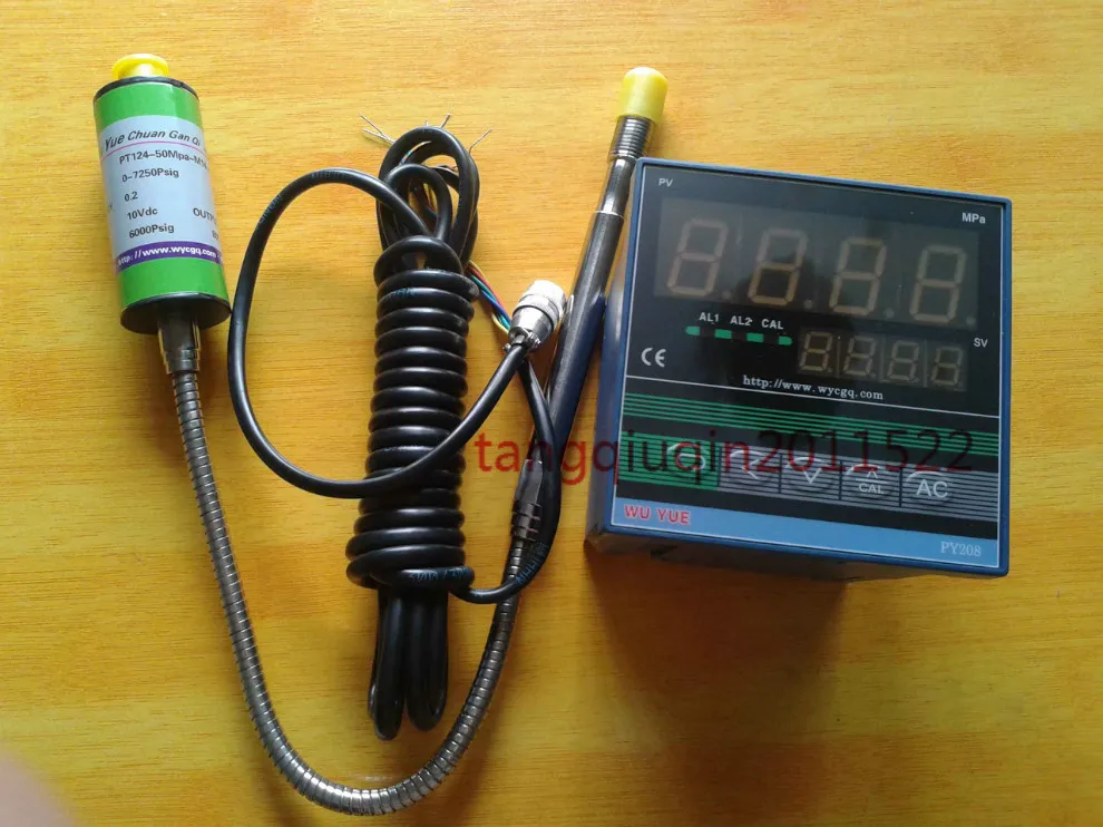 accuracy: 0.25FS Output: 2mV/V Supply 10VDC High temperature melt pressure sensor with pressure gauge PT124-50MAP-M14*1.5+PY208
accuracy: 0.25FS Output: 2mV/V Supply 10VDC High temperature melt pressure sensor with pressure gauge PT124-50MAP-M14*1.5+PY208