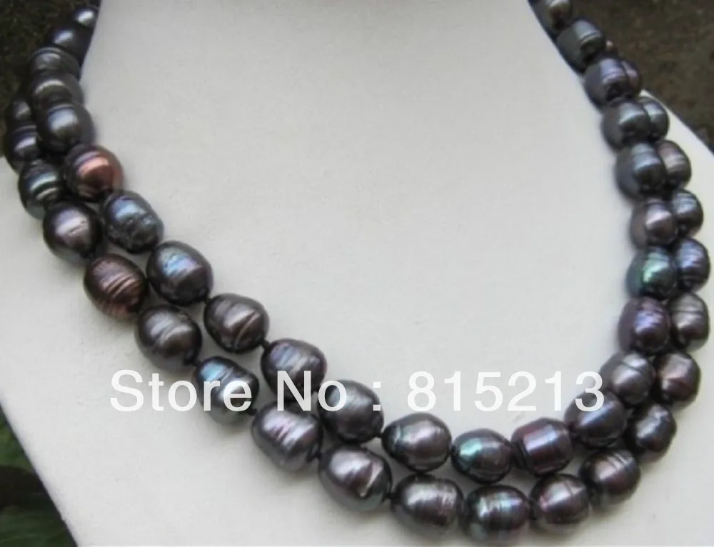 Фото Ddh00468 реальных природных таити черный барокко жемчужное ожерелье 11 - 13 мм 35 " 14 К