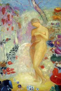 

Symbolism Portrait Nude Wall Art Painting Pandora, 1914 by Odilon Redon Home Decor Canvas Oil Painting Hand Painted No Framed