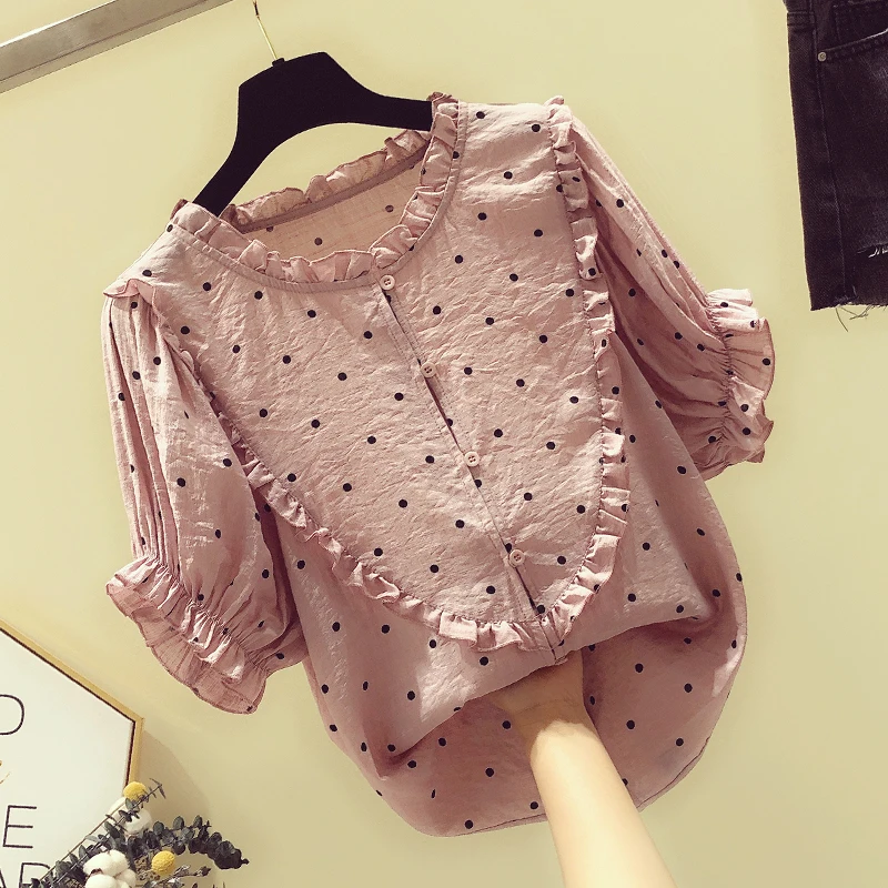summer new cotton and linen women blouse polka dot ruffles sleeved loose fashion sweet cute female shirts outwear tops
summer new cotton and linen women blouse polka dot ruffles sleeved loose fashion sweet cute female shirts outwear tops