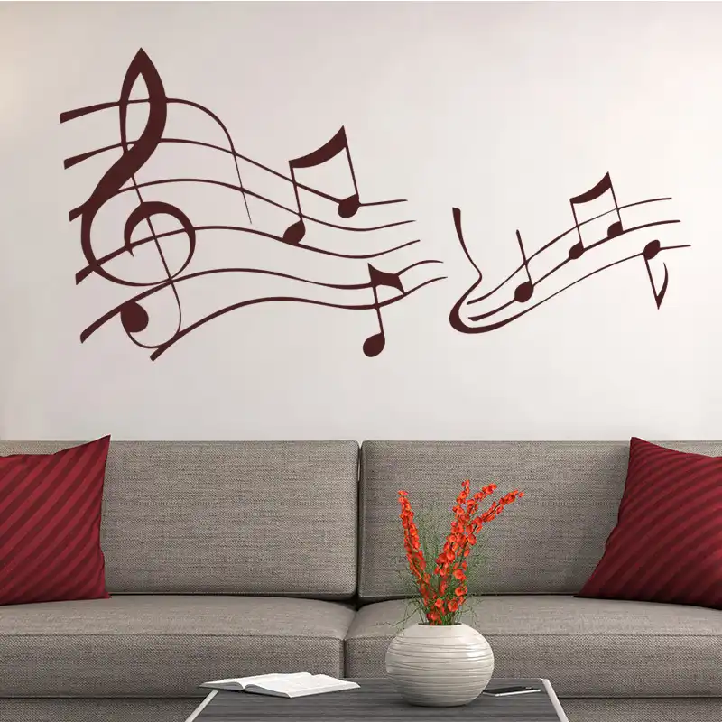 Music Notes Wall Sticker For Home Deocr Living Room Bedroom Accessories Music Score Wall Decals Removable Vinyl Art Wall Paper