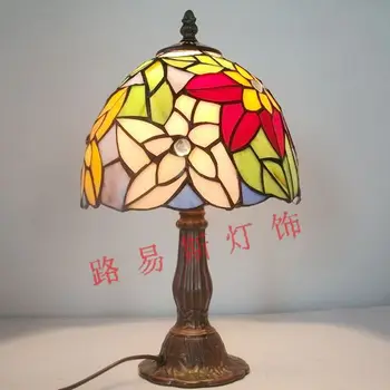 

Butterflies small colored glass table lamp Tiffany Lighting married American Pastoral bedroom bedside lamps