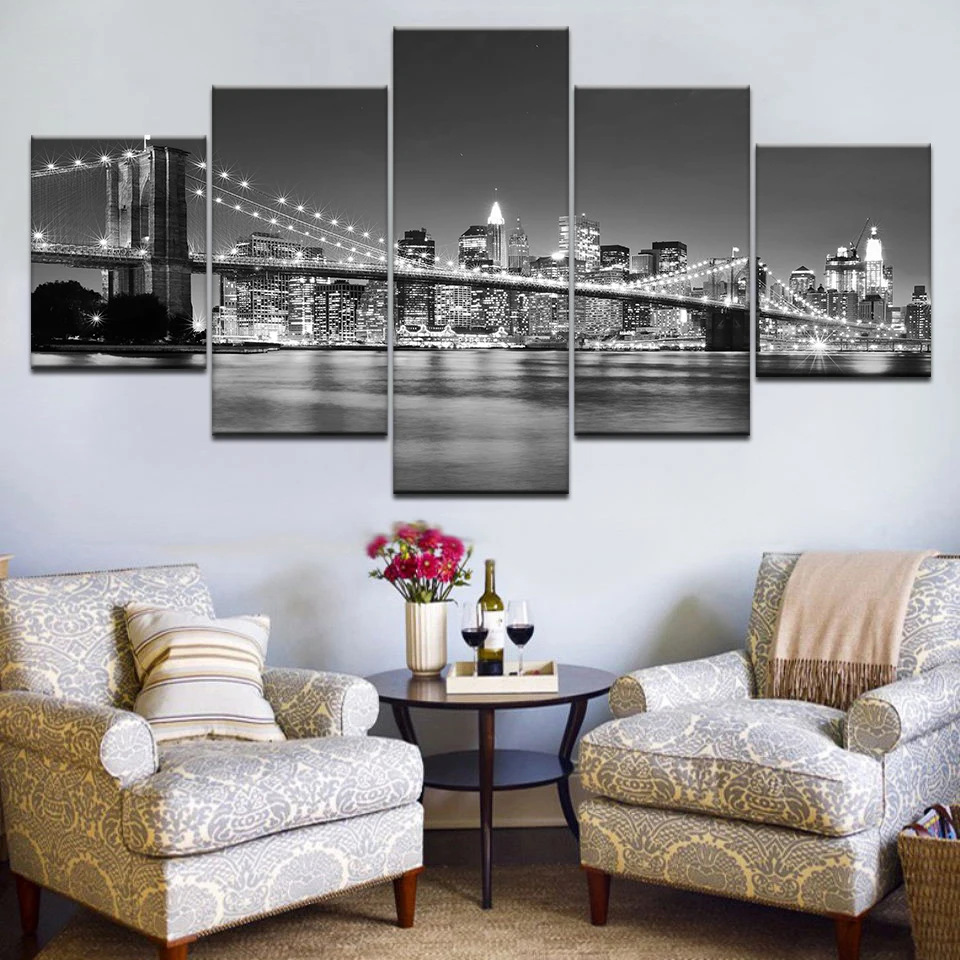 HD Prints 5 Piece Canvas Paintings Modular Frame Home Decor New York Moonscape Pictures Brooklyn Bridge Poster Wall Art Bedroom
HD Prints 5 Piece Canvas Paintings Modular Frame Home Decor New York Moonscape Pictures Brooklyn Bridge Poster Wall Art Bedroom
