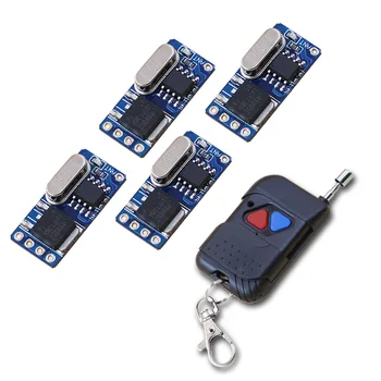 DC3.5v-12v Smart Wireless Remote Control Switch Mini Remote Switch System 4 Receiver & 1 Transmitter 315Mhz
DC3.5v-12v Smart Wireless Remote Control Switch Mini Remote Switch System 4 Receiver & 1 Transmitter 315Mhz