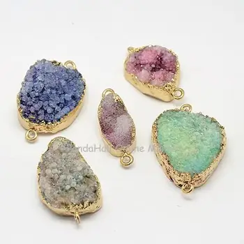 Electroplate Natural Dyed Druzy Crystal Links, with Brass Findings, 1/1 Loop, Mixed Shapes, Mixed Color, Golden,
Electroplate Natural Dyed Druzy Crystal Links, with Brass Findings, 1/1 Loop, Mixed Shapes, Mixed Color, Golden,