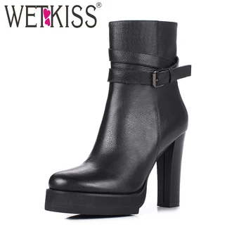 WETKISS Comfortable Winter Boots On The Platform Buckle Strap Ankle Boots Women's High Heels Natural Leather Footwear
WETKISS Comfortable Winter Boots On The Platform Buckle Strap Ankle Boots Women's High Heels Natural Leather Footwear