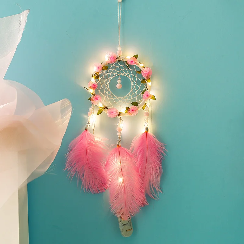 dream catcher Feather Girl Style Handmade Dream catcher nordic with String Light Home Wall Hanging Wind Chime kids room decor
dream catcher Feather Girl Style Handmade Dream catcher nordic with String Light Home Wall Hanging Wind Chime kids room decor