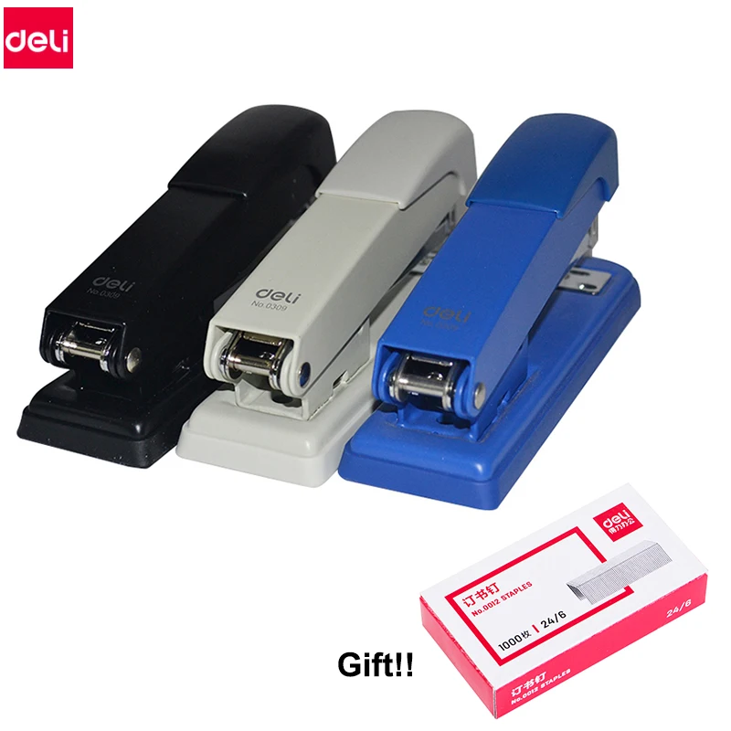 Deli Stapler 25 sheets paper 60mm opening width with 1000pcs free staples paper binding clip Stapler office stationary
Deli Stapler 25 sheets paper 60mm opening width with 1000pcs free staples paper binding clip Stapler office stationary