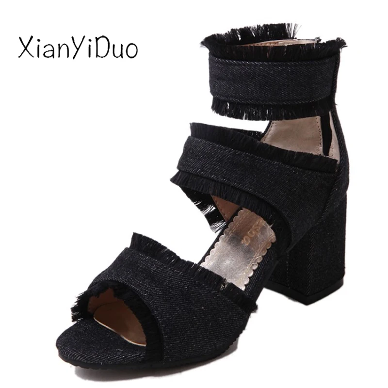 Xianyiduo Novelty Summer boots Women's Shoes High heel Adult Sandals Deni big size 34-45 zip fish mouth ladies shoes blue /L013
Xianyiduo Novelty Summer boots Women's Shoes High heel Adult Sandals Deni big size 34-45 zip fish mouth ladies shoes blue /L013