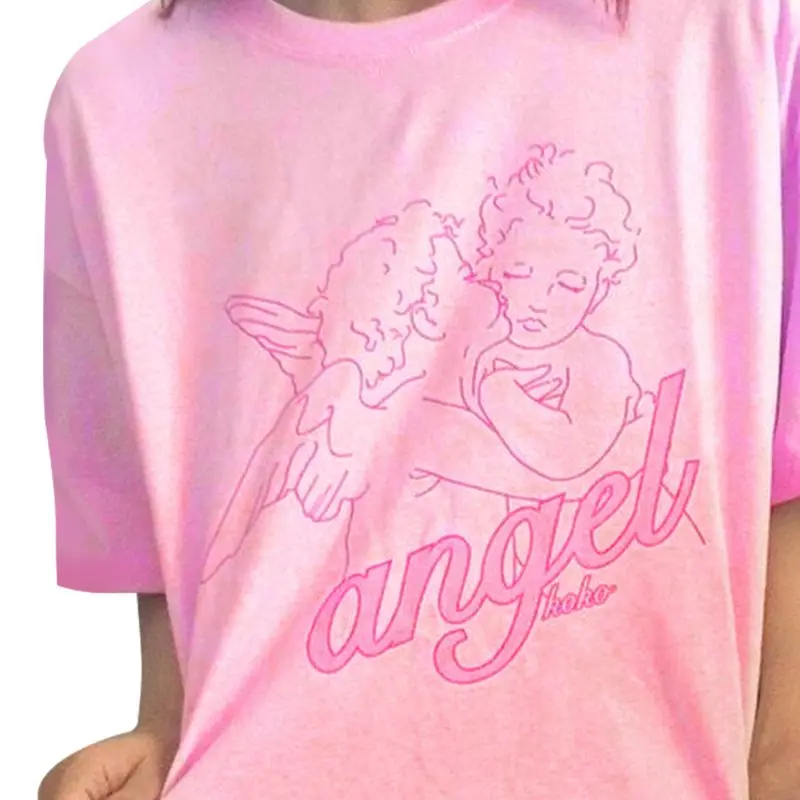 Women Summer 90s Pink Aesthetic T-Shirt Short Sleeves O-Neck Baby Angel Kiss Letter Print Casual Loose Graphic Tee XS-2XL
Women Summer 90s Pink Aesthetic T-Shirt Short Sleeves O-Neck Baby Angel Kiss Letter Print Casual Loose Graphic Tee XS-2XL