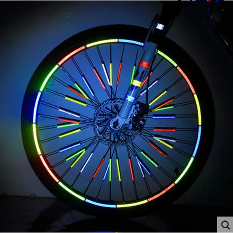 12 pcs Portable Cycling Spoke Reflective Strip Bike Wheel Reflector Clips Warning Card Security Protection Material | Безопасность и