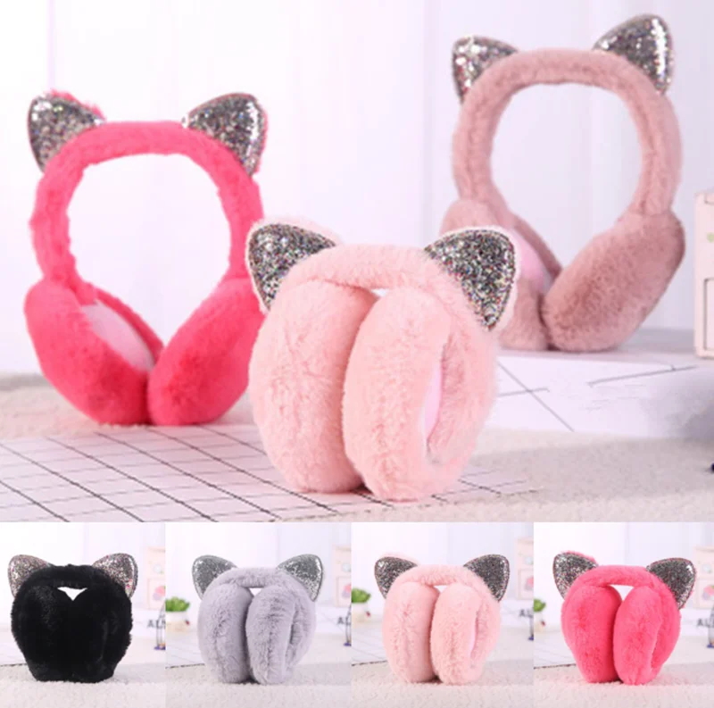 2020 Foldable Cat Ear Earmuffs Sequin Women Girl Fur Plush Ear Warmer Muffs Glitter Headband Cartoon 3D Earlap
2020 Foldable Cat Ear Earmuffs Sequin Women Girl Fur Plush Ear Warmer Muffs Glitter Headband Cartoon 3D Earlap