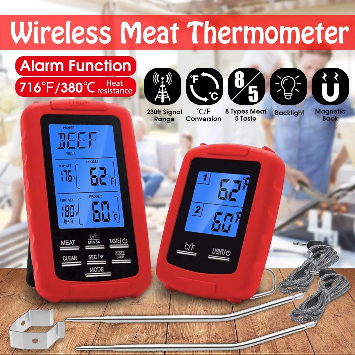 Wireless Digital LCD Display BBQ Thermometer Kitchen Barbecue Digital Probe Meat Thermometer BBQ Temperature Tool
Wireless Digital LCD Display BBQ Thermometer Kitchen Barbecue Digital Probe Meat Thermometer BBQ Temperature Tool