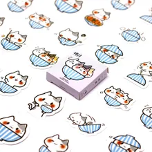 1 Uds. Cuenco de gato Kawaii Bloc de notas diario pegatinas paquete publicado Kawaii planificador Scrapbooking material de papelería escolar suministros escolares(China)