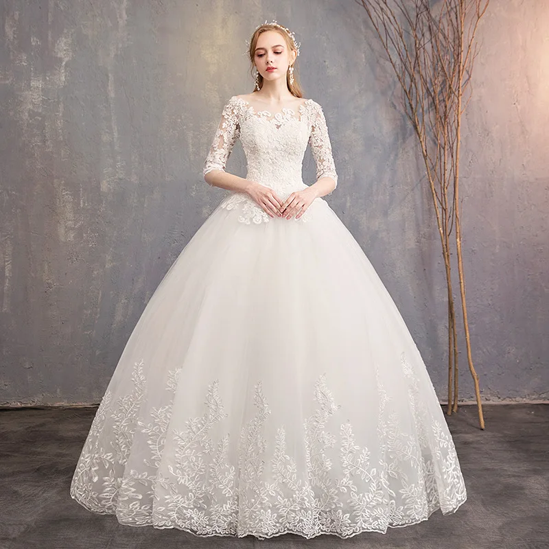 The main wedding dress female 2019 new spring Korean bride shoulder long sleeve lace tail thin neat
The main wedding dress female 2019 new spring Korean bride shoulder long sleeve lace tail thin neat