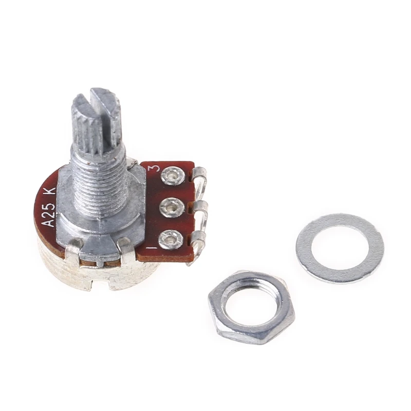 

A25K Potentiometer Splined Pot Electric Guitar Bass Effect Amp Tone Volume 18mm Shaft Parts