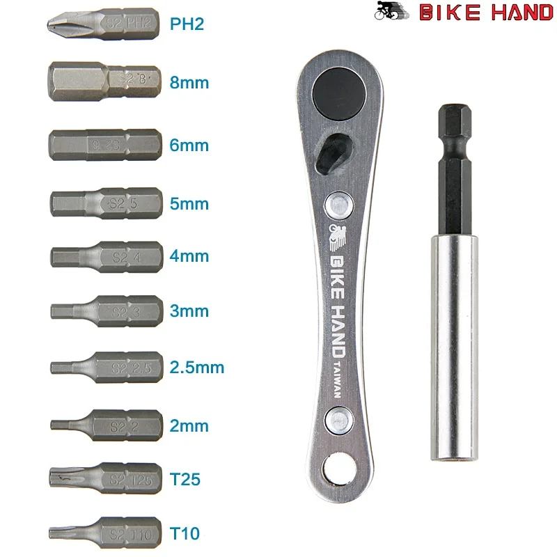 Bike Hand YC-146 Bicycle Ratchet Wrench Tool Set Road Bike Spanner Wrench Kit Cycling Mini Repair Tools MTB Hex Torx Wrench Bits
Bike Hand YC-146 Bicycle Ratchet Wrench Tool Set Road Bike Spanner Wrench Kit Cycling Mini Repair Tools MTB Hex Torx Wrench Bits