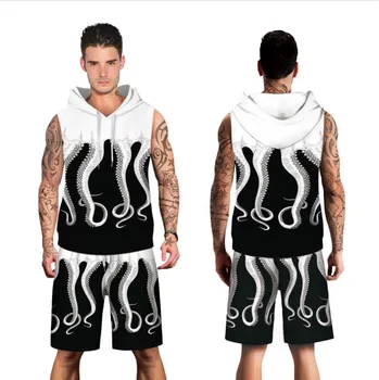 2 Pieces Set Mens Running Suits Men Breathable T-Shirts Gym hooded vest+Shorts Fitness sleeveless T-shirts Quick Dry Kits
2 Pieces Set Mens Running Suits Men Breathable T-Shirts Gym hooded vest+Shorts Fitness sleeveless T-shirts Quick Dry Kits