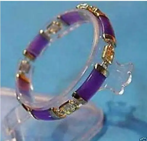 Free shipping Purple stone 18KGP Link Fortune Clasp Bracelet