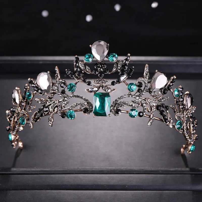 Baroque Green Crystal Wedding Bridal Tiaras Hairband Princess Pageant Black Crown Vintage Bridal Headpiece Hair Accessories
Baroque Green Crystal Wedding Bridal Tiaras Hairband Princess Pageant Black Crown Vintage Bridal Headpiece Hair Accessories