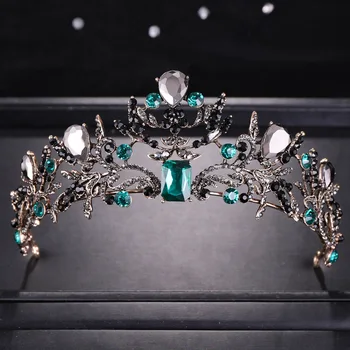 Baroque Green Crystal Wedding Bridal Tiaras Hairband Princess Pageant Black Crown Vintage Bridal Headpiece Hair Accessories
Baroque Green Crystal Wedding Bridal Tiaras Hairband Princess Pageant Black Crown Vintage Bridal Headpiece Hair Accessories