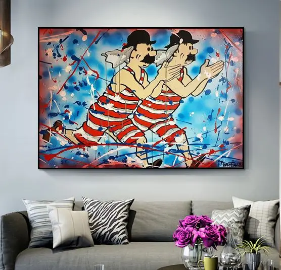 hand painted graffiti pop art carton on canvas painting good for bar decoration
hand painted graffiti pop art carton on canvas painting good for bar decoration