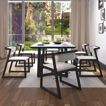 Modern wooden dining table with 6 chairs