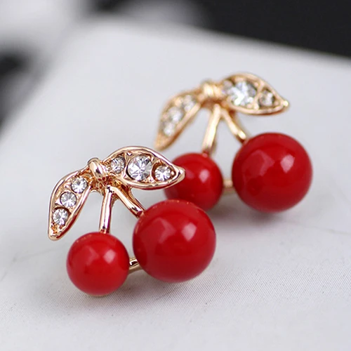 Women Red Cherry Clear Rhinestone Ear Studs Beads Golden Alloy Leaves Earrings BEIP
Women Red Cherry Clear Rhinestone Ear Studs Beads Golden Alloy Leaves Earrings BEIP