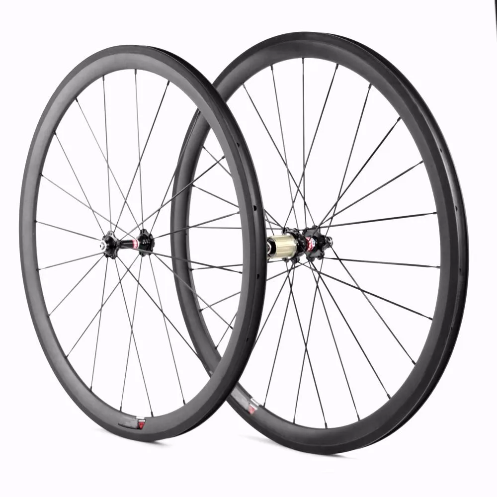 700c 38mm clincher carbon road bike wheelset for Shimano Sram or Campagnolo_2