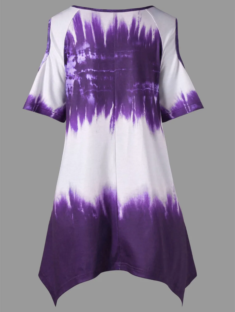 VESTLINDA Women T Shirt Summer Plus Size Ombre Print Asymmetric T-Shirt Causal Round Neck Short Sleeves Tees Big Size T Shirts 17