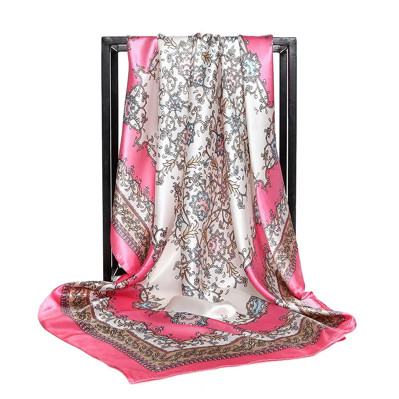 Summer Head Women Scarf Silk Luxury Brand Bandana 90x90cm Vintage Flower Print Shawl Foulard Large Satin Muslim Square Hijab
Summer Head Women Scarf Silk Luxury Brand Bandana 90x90cm Vintage Flower Print Shawl Foulard Large Satin Muslim Square Hijab