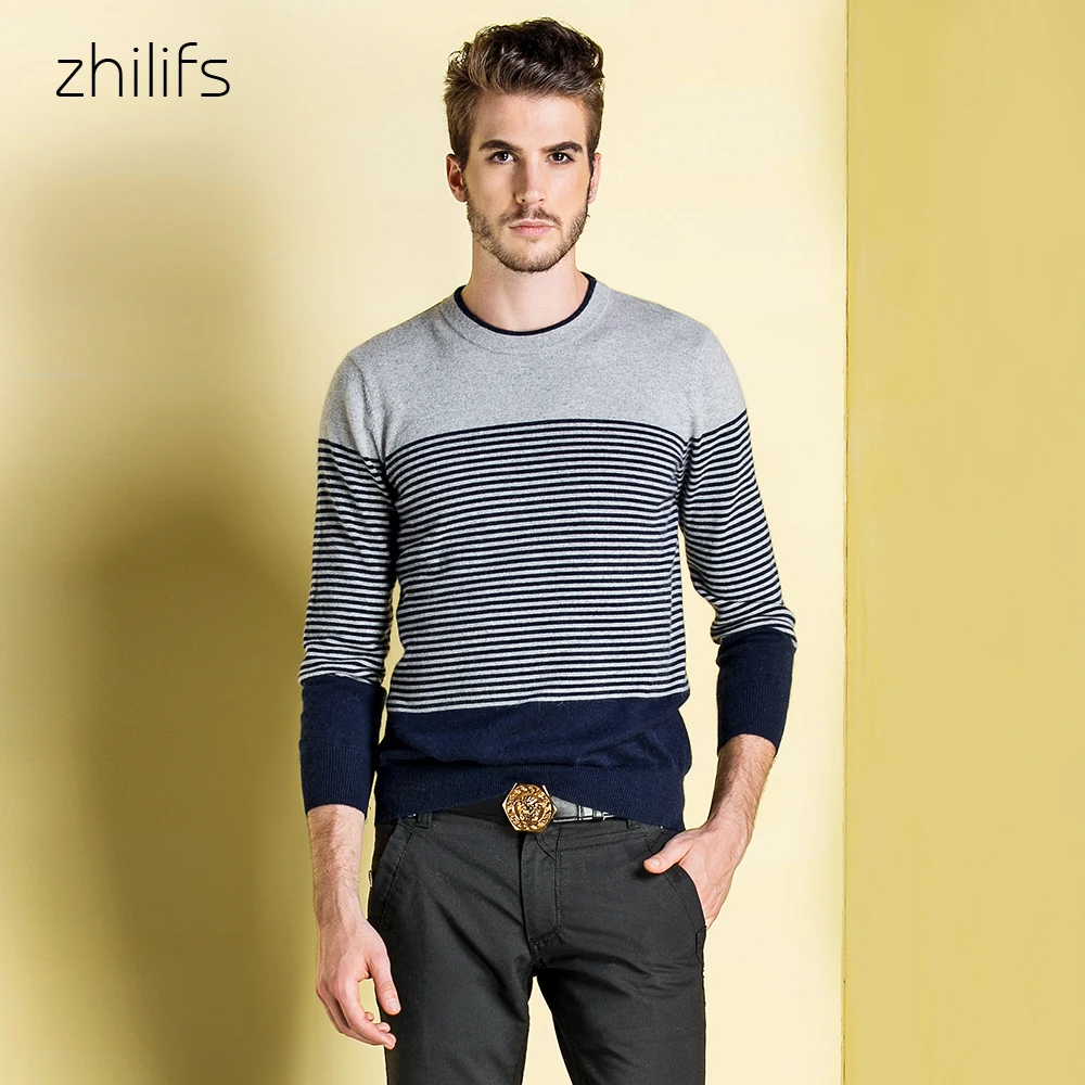 Zhilifs Gray striped 100% cashmere sweater male round neck Casual fashion bottoming knit sweater Soft and comfortable pullover
Zhilifs Gray striped 100% cashmere sweater male round neck Casual fashion bottoming knit sweater Soft and comfortable pullover