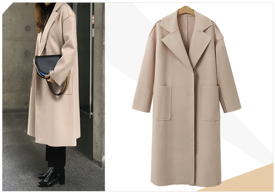 OL Autumn and winter solid color cashmere long woolen coat S double breasted European and American coat woman Wool & Blends 2019
OL Autumn and winter solid color cashmere long woolen coat S double breasted European and American coat woman Wool & Blends 2019