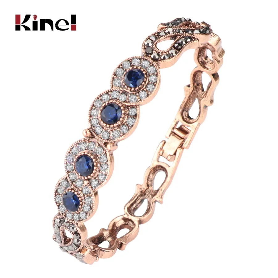Kinel Vintage Jewelry Wholesale Blue Resin Gray Crystal Flower Bracelet For Women Antique Gold Dubai Jewelry 2017 New
Kinel Vintage Jewelry Wholesale Blue Resin Gray Crystal Flower Bracelet For Women Antique Gold Dubai Jewelry 2017 New