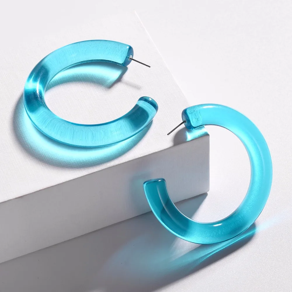 Spring Summer Bright Color Transparent Resin Hoop Earring Clear Thick Acrylic Round Earrings for Women
Spring Summer Bright Color Transparent Resin Hoop Earring Clear Thick Acrylic Round Earrings for Women