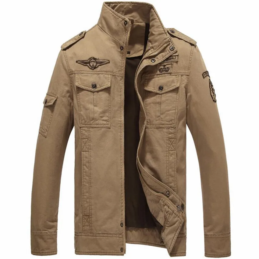 Мужская куртка бомбер хлопковая бежевая Армейская 2018|men coat|bomber jacket men 2016cotton bomber |