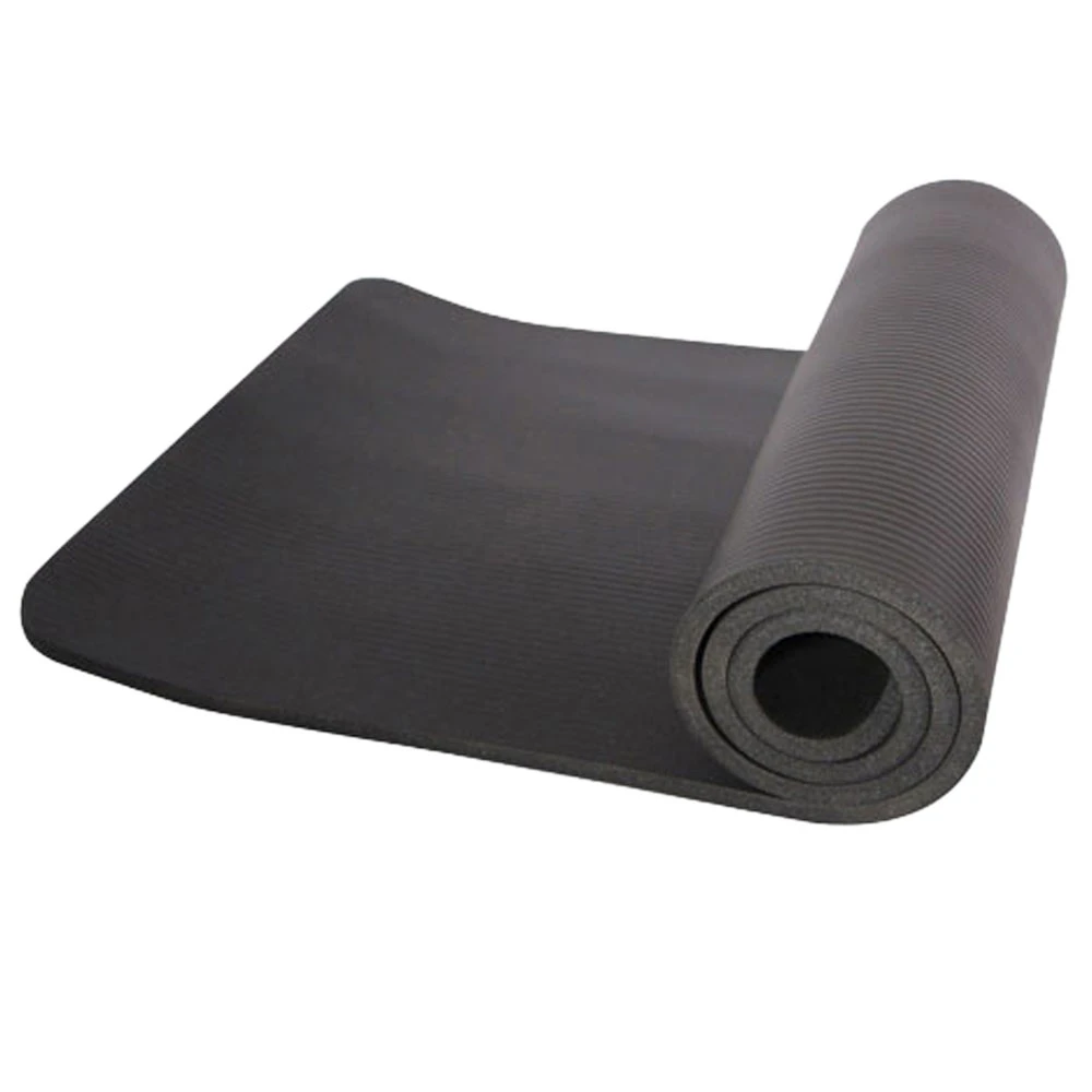 10mm Thick NBR Pure Color Anti-skid Yoga Mat 183x61x1cm Black