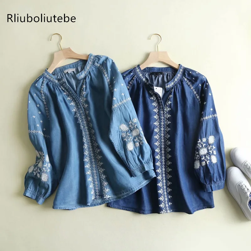 loose embroidery tecel jeans blouse women cotton long sleeve denim blouse light blue casual tops plus size retro denim shirt
loose embroidery tecel jeans blouse women cotton long sleeve denim blouse light blue casual tops plus size retro denim shirt