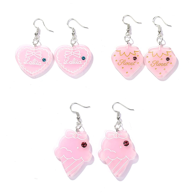 1pair Cute Craft Heart,Ice cream and Strawberry Drop Earrings Resin earring for Birthday Gift Child Girls Teens Jewelry
1pair Cute Craft Heart,Ice cream and Strawberry Drop Earrings Resin earring for Birthday Gift Child Girls Teens Jewelry
