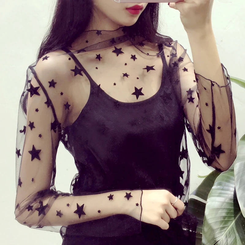 Women's Summer Transparent T-Shirts 2019 Long Sleeve Ruffles Collar See-through Tee Tops Embroidery Casual Mesh T-shirt Q5745
Women's Summer Transparent T-Shirts 2019 Long Sleeve Ruffles Collar See-through Tee Tops Embroidery Casual Mesh T-shirt Q5745