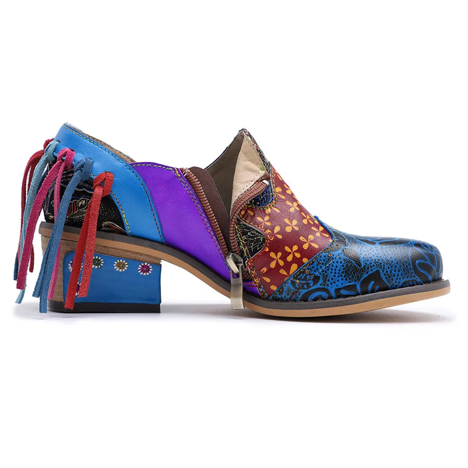 Vintage Bohemia Genuine Leather Women Pumps Handmade Comfortable Ladies Oxford Brogue Shoes Retro Slip On Embroidery Women Shoes (15)