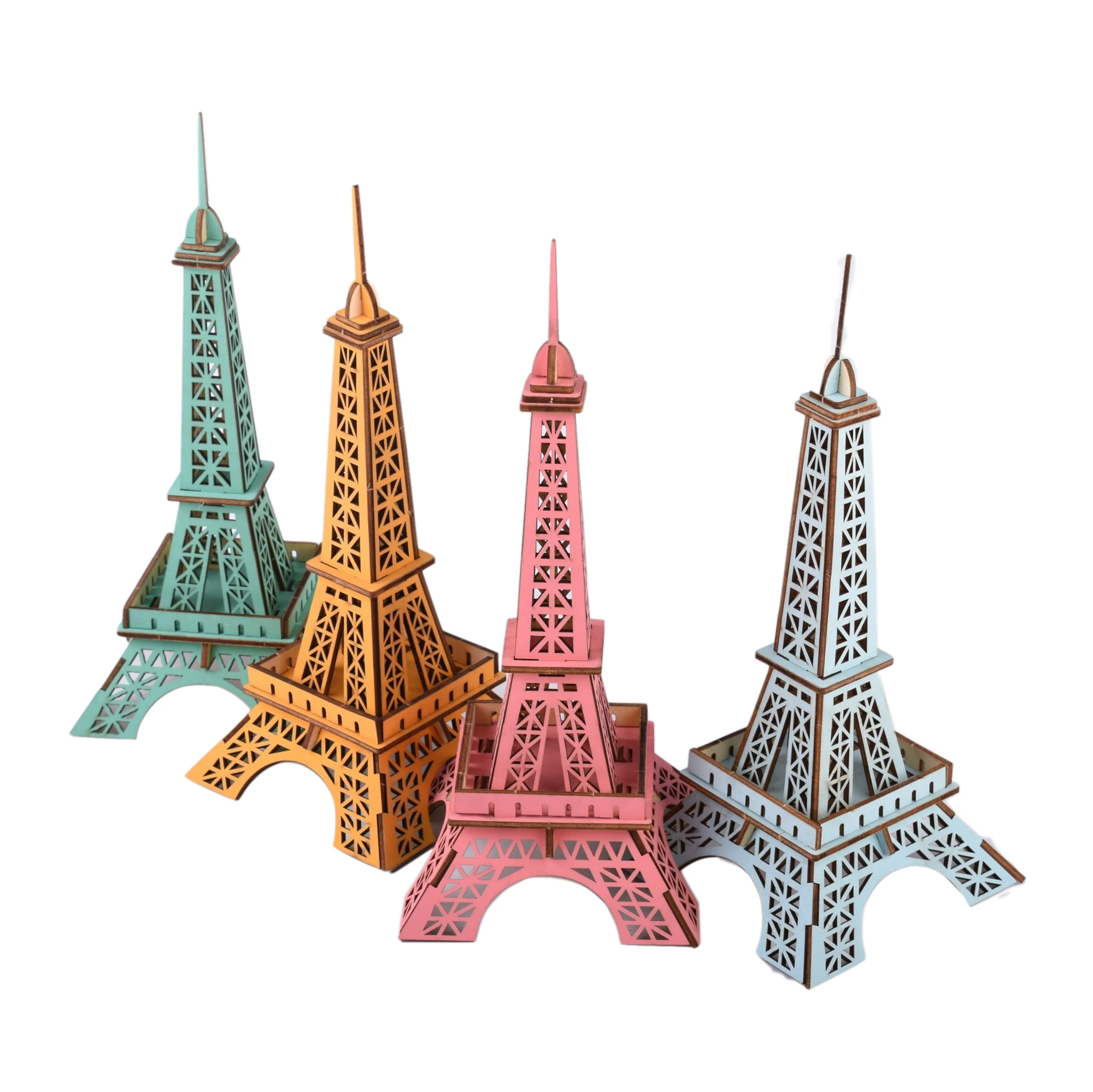 

3d Puzzle Wooden Toys Jigsaw Brinquedos DIY Laser Cut Paris Eiffel Tower 4 Colors Model kids Education Wood Toys For Children