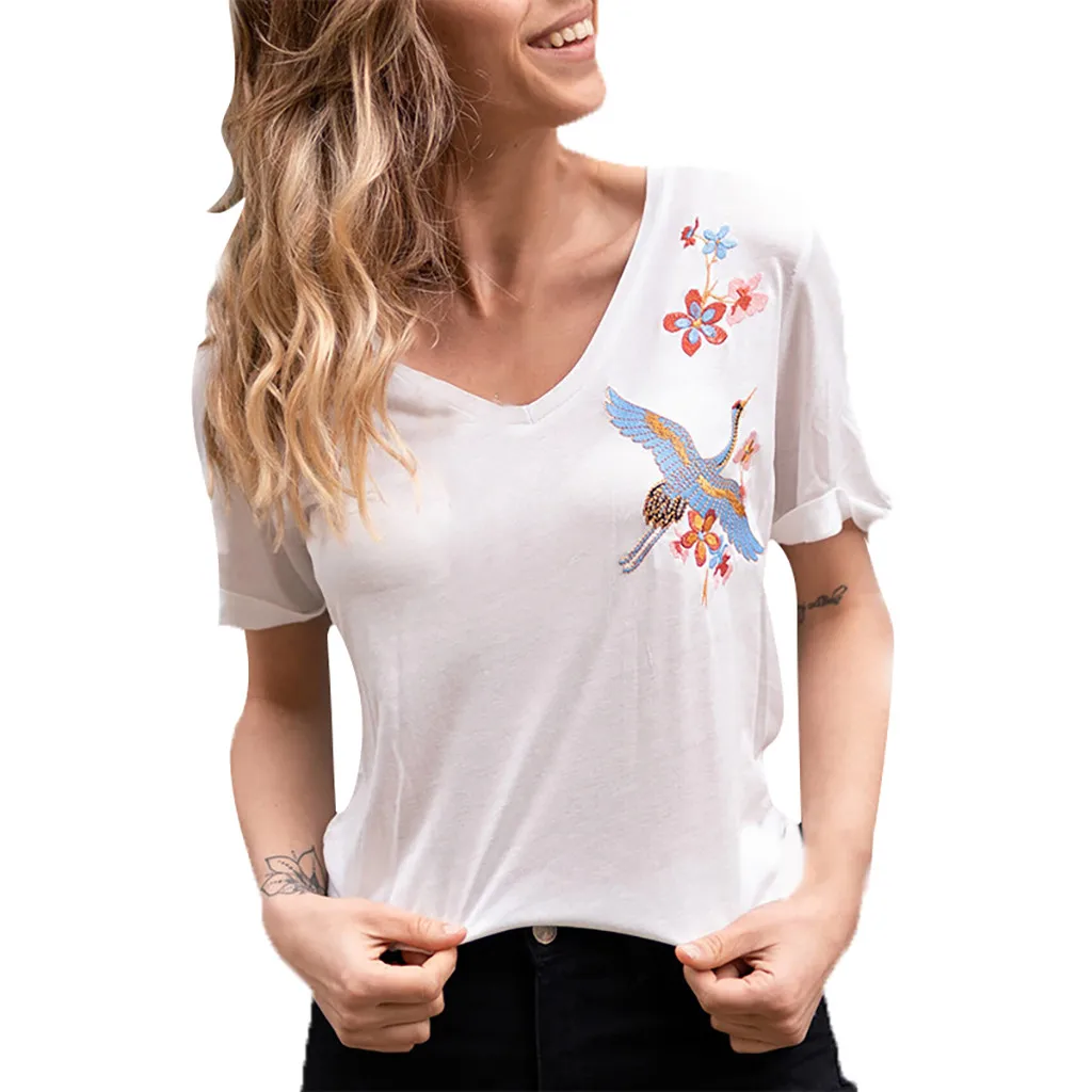 blusas mujer de moda 2019 women's blouse shirt Women Short Sleeve Solid Color V-Neck Embroidered Shirt Casual Blouse Tops
blusas mujer de moda 2019 women's blouse shirt Women Short Sleeve Solid Color V-Neck Embroidered Shirt Casual Blouse Tops