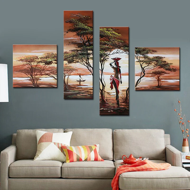 African Modern Abstract Artwork Nude Sexy Women Tree Oil Painting On Canvas 4 Panel Art Set Home Wall Decorative For Living Room
African Modern Abstract Artwork Nude Sexy Women Tree Oil Painting On Canvas 4 Panel Art Set Home Wall Decorative For Living Room