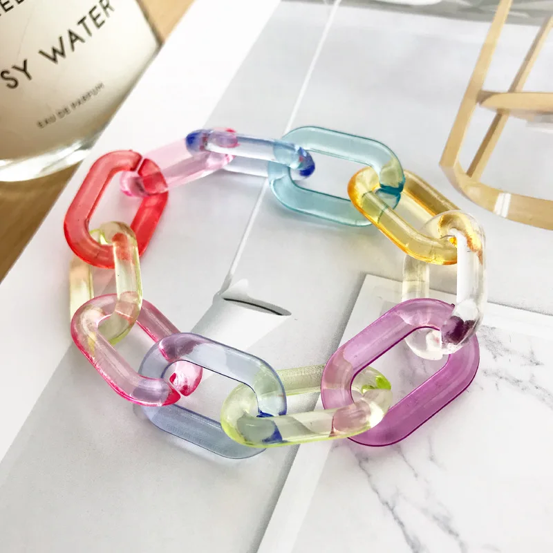 Fashion Rainbow Bracelet for Women Acrylic Chain Student Simple Personality Color Cool Wind Net Red Jewelry Bohemian Bracelet
Fashion Rainbow Bracelet for Women Acrylic Chain Student Simple Personality Color Cool Wind Net Red Jewelry Bohemian Bracelet