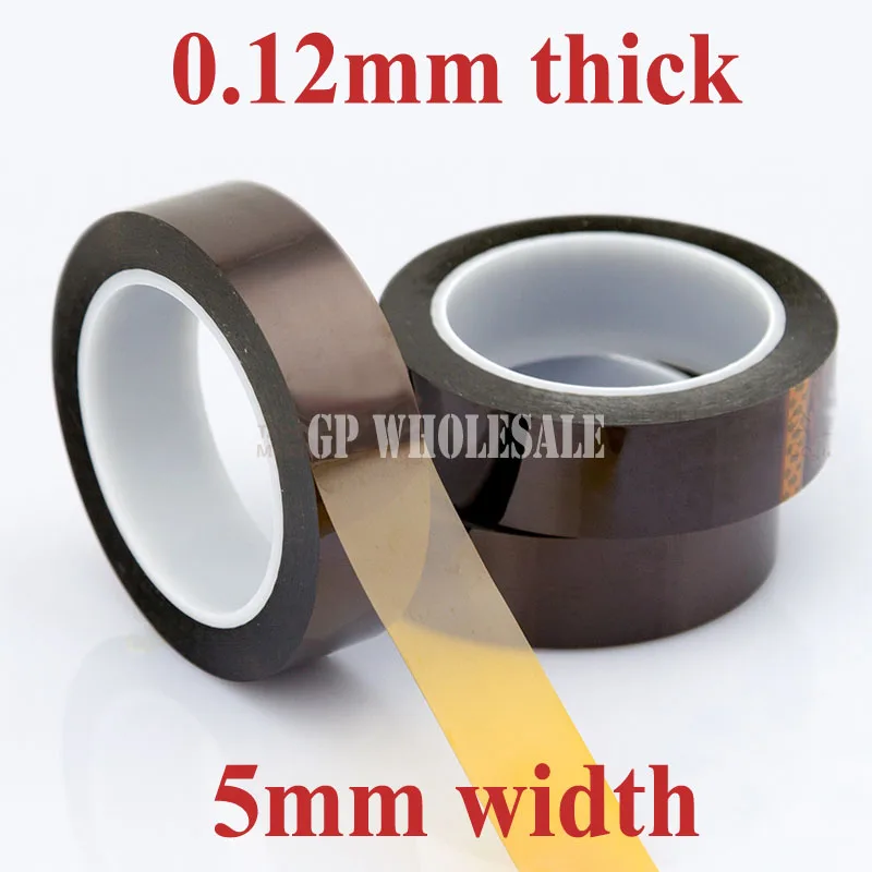 

1x 5mm*33M*0.12mm (120um) High Temperature Tape, Adhesive Polyimide Film Tape for BGA, SMT, Insulation Hot Appliance
