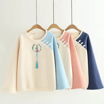 2018 Autumn and winter suit Japanese cartoon Tassel rabbit embroidery sleeve plus velvet college wind loose Sweatshirts
2018 Autumn and winter suit Japanese cartoon Tassel rabbit embroidery sleeve plus velvet college wind loose Sweatshirts